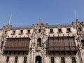 ArchbishopÃ¢â¬â¢s palace with two colonial balconies, Lima Royalty Free Stock Photo